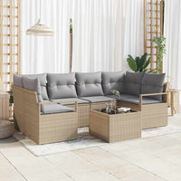 Set Divano da Giardino 7 Pezzi con Cuscini Beige Polyrattan 3346280