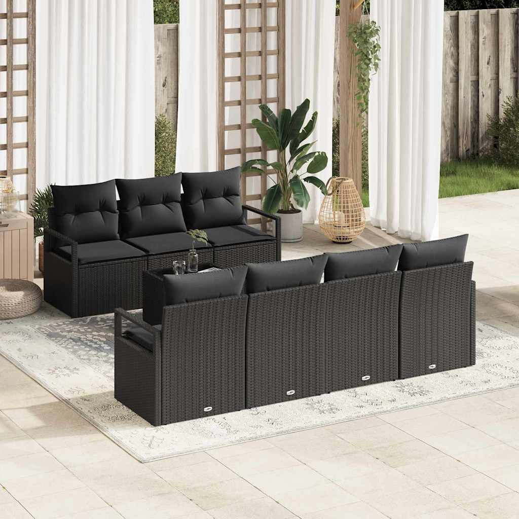 Set Divano da Giardino 8 Pezzi con Cuscini Nero Polyrattan 3346293
