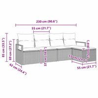 Set Divano da Giardino 5 pz-Sofa da Giardino-Divanetto da esterno Grigio chiaro Poly Rattan 603305