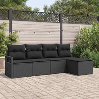 Set Divano da Giardino 5 pz-Sofa da Giardino-Divanetto da esterno Nero Poly Rattan