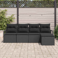 Set Divano da Giardino 5 pz-Sofa da Giardino-Divanetto da esterno Nero Poly Rattan