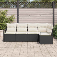 Set di divani da giardino  5 pezzi con cuscini neri in poly rattan 3346377