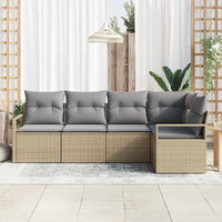 Set di divani da giardino a 5 pezzi con cuscini beige in polirattan 3346380