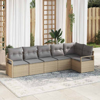 Set divano da giardino 6 pezzi con cuscini beige in rattan sintetico 3346400