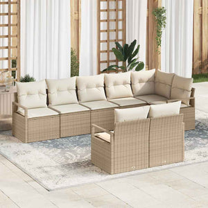 Set da divano da giardino  8 pezzi con cuscini beige in polyrattan 3346431