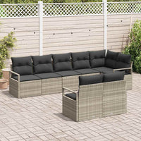 Set di divani da giardino in 8 pezzi con cuscini grigio chiaro polyrattan 3346432