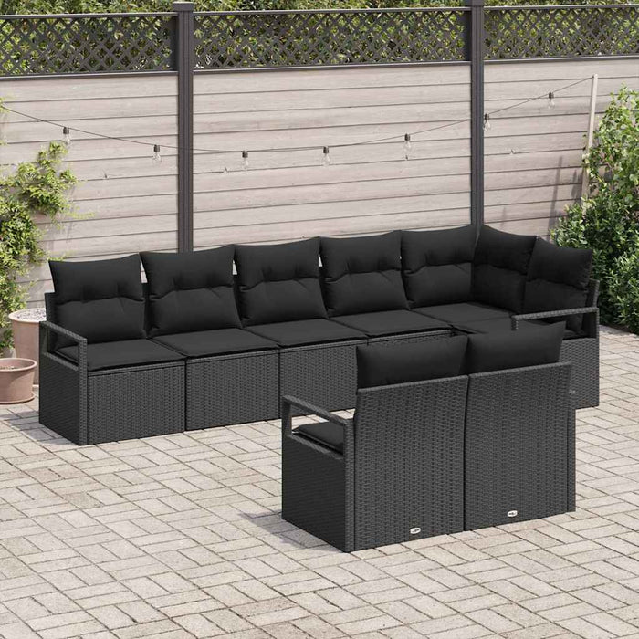 Set Divano da Giardino  8 Pezzi con Cuscini Rattan Nero 3346433