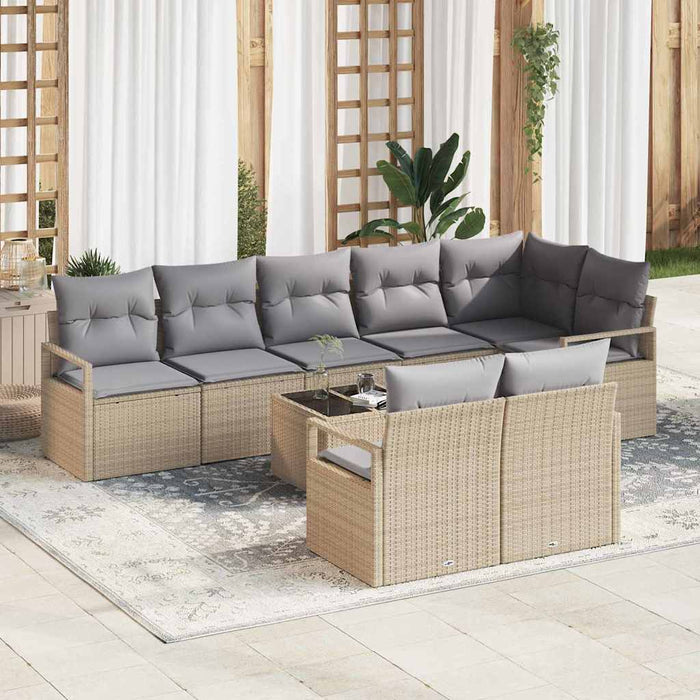 Set Divano da Giardino  9 Pezzi con Cuscini in Polyrattan Nero 3346440
