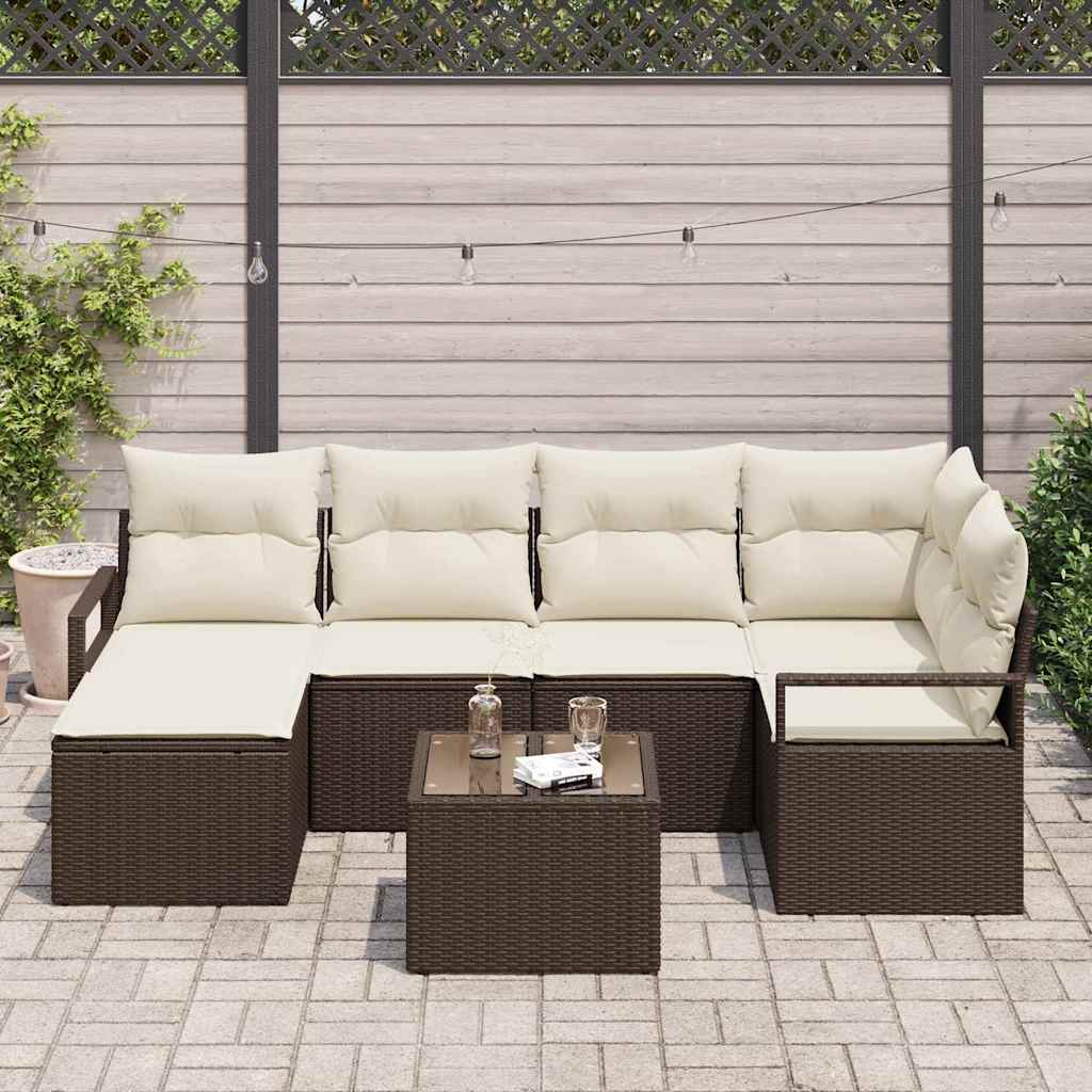 Set di divani da giardino  6 pezzi con cuscini grigi in polirattan 3346458