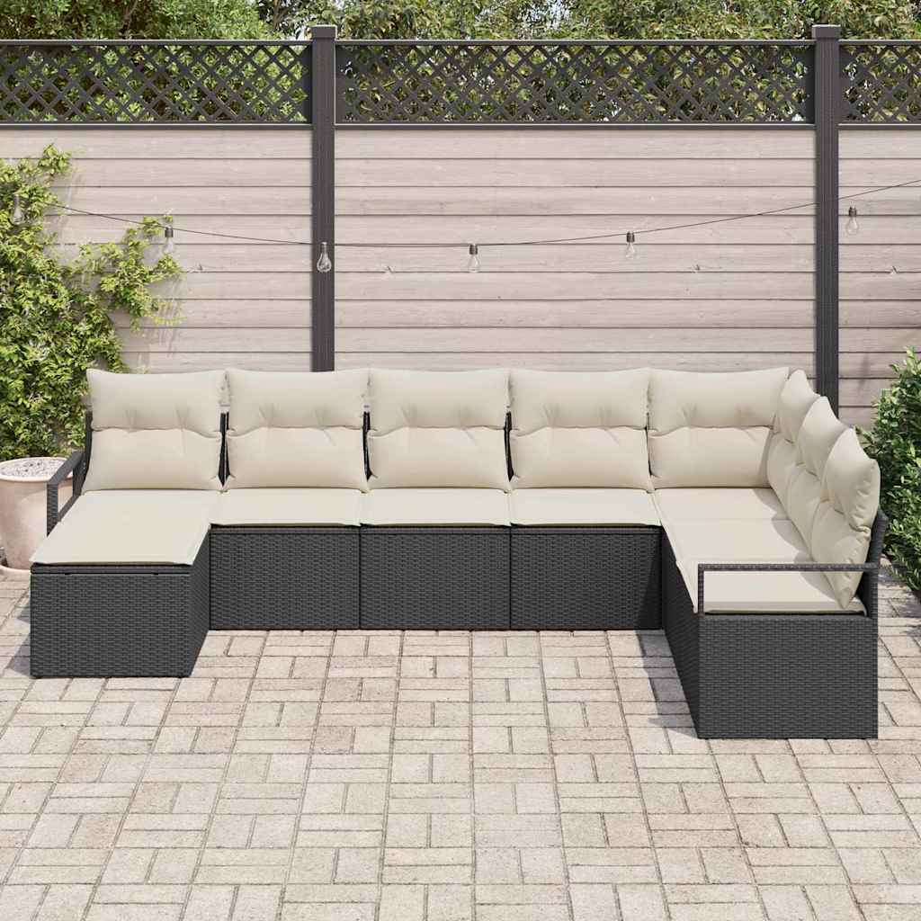 Set Divano da Giardino 8 pcs Nero Poly Rattan 3346497