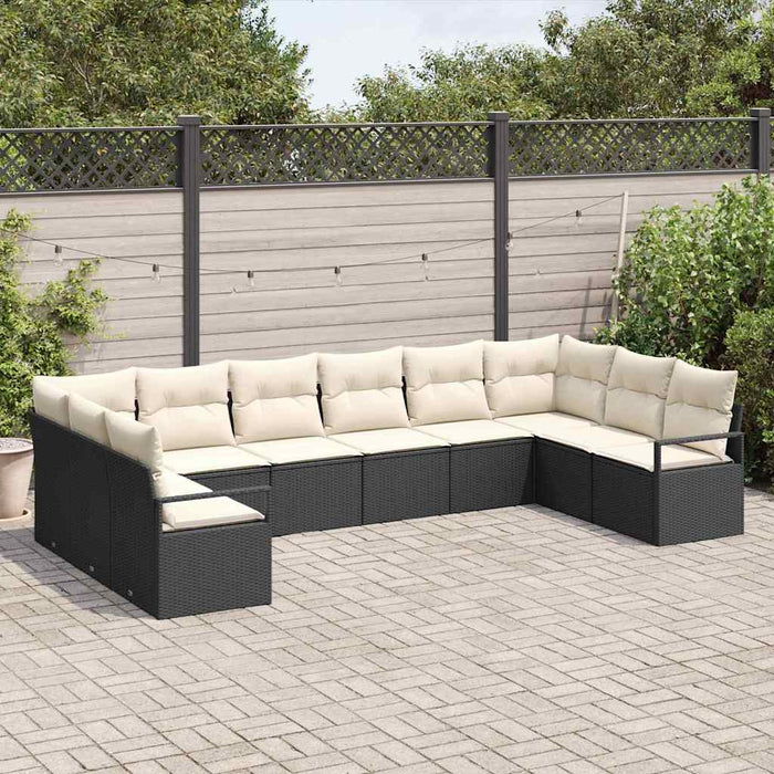 Set di divano da giardino  da 10 pezzi con cuscini in polirattan nero 3346557