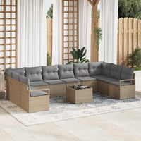 Set Divano da Giardino 11 Pezzi  con Cuscini in Rattan Sintetico Nero 3346570