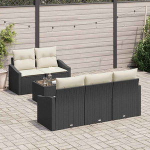 Set di Divani da Giardino  in 6 Pezzi con Cuscini Nero Rattan Sintetico 3346597