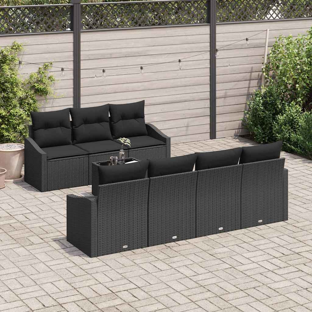 Set Divano da Giardino con cuscino 8 pcs Nero 55 x 55 x 37 cm 3346633