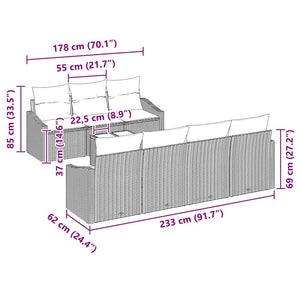 Set Divano da Giardino con cuscino 8 pcs Nero 55 x 55 x 37 cm 3346633