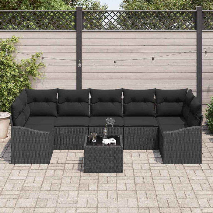Set Divano da Giardino con cuscino Nero 55 x 55 x 37 cm 3346643