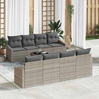 Set divano da giardino 9 pezzi con cuscini grigio chiaro in rattan polimerico 3346652