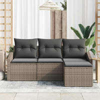 Set di divani da giardino a 4 pezzi con cuscini grigi in polyrattan 3346669