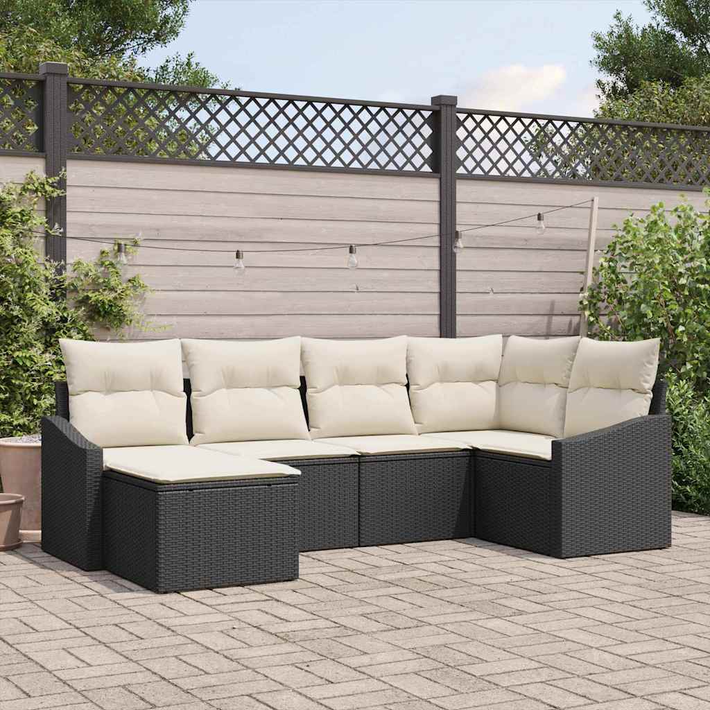 Set di divani da giardino  6 pezzi con cuscini in polirattan nero. 3346787