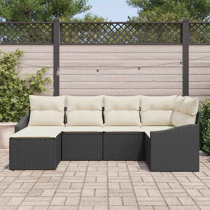 Set di divani da giardino  6 pezzi con cuscini in polirattan nero. 3346787