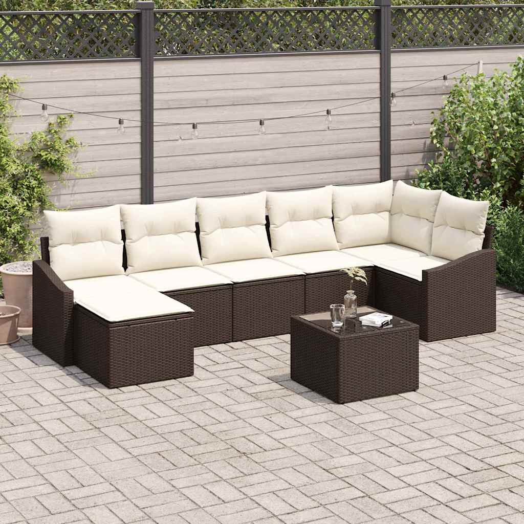Set Divano da Giardino 8 pcs Marrone Poly Rattan 3346818