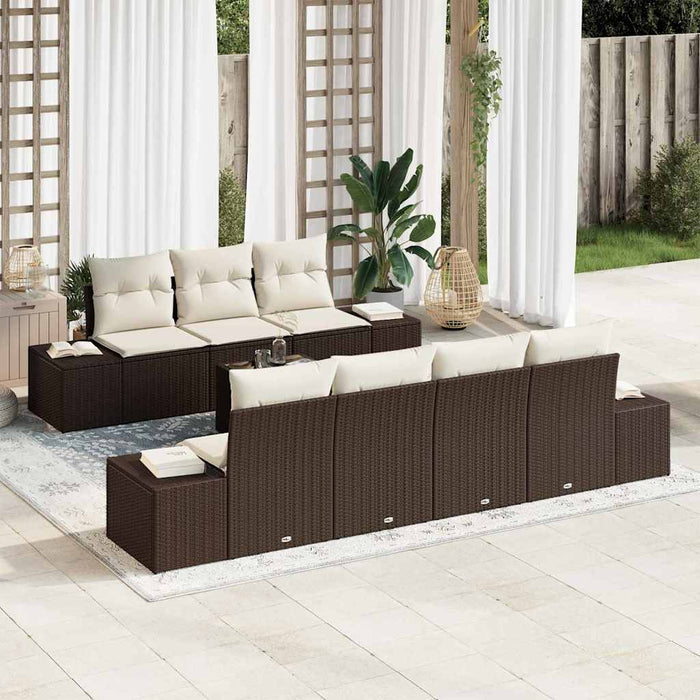 Set di divani da giardino da 8 pezzi  con cuscini in rattan sintetico marrone 3346968
