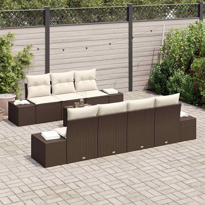Set di divani da giardino da 8 pezzi  con cuscini in rattan sintetico marrone 3346968