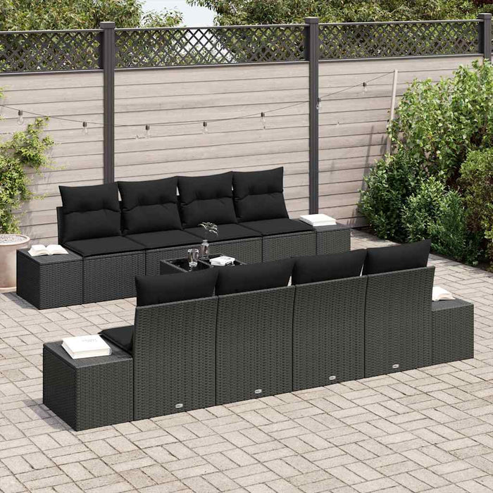 Divano 6 pcs Nero 294 x 62 x 69 cm polyrattan 3346993