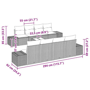 Divano 6 pcs Nero 294 x 62 x 69 cm polyrattan 3346993