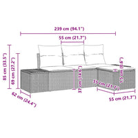 Set Divano da Giardino 4 pz-Sofa da Giardino-Divanetto da esterno Beige Poly Rattan 129481