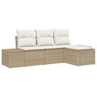 Set Divano da Giardino con cuscino 4 pz-Sofa da Giardino-Divanetto da esterno Beige polyrattan 461093