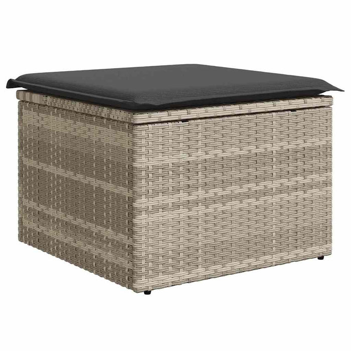 Set Divano da Giardino 4 pz-Sofa da Giardino-Divanetto da esterno Grigio chiaro Poly Rattan 291491