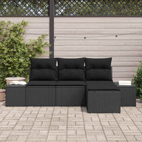 Set Divano da Giardino con cuscino 4 pz-Sofa da Giardino-Divanetto da esterno Nero polyrattan 939144