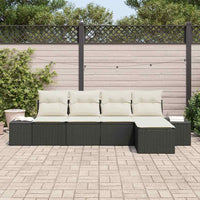 Set Divano da Giardino con cuscino 5 pz-Sofa da Giardino-Divanetto da esterno Nero polyrattan 355580