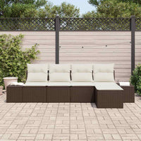 Set Divano da Giardino con cuscino 5 pz-Sofa da Giardino-Divanetto da esterno Marrone polyrattan 273238