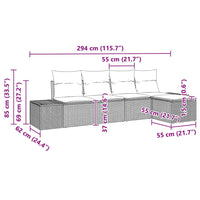 Set Divano da Giardino con cuscino 5 pz-Sofa da Giardino-Divanetto da esterno Marrone polyrattan 273238