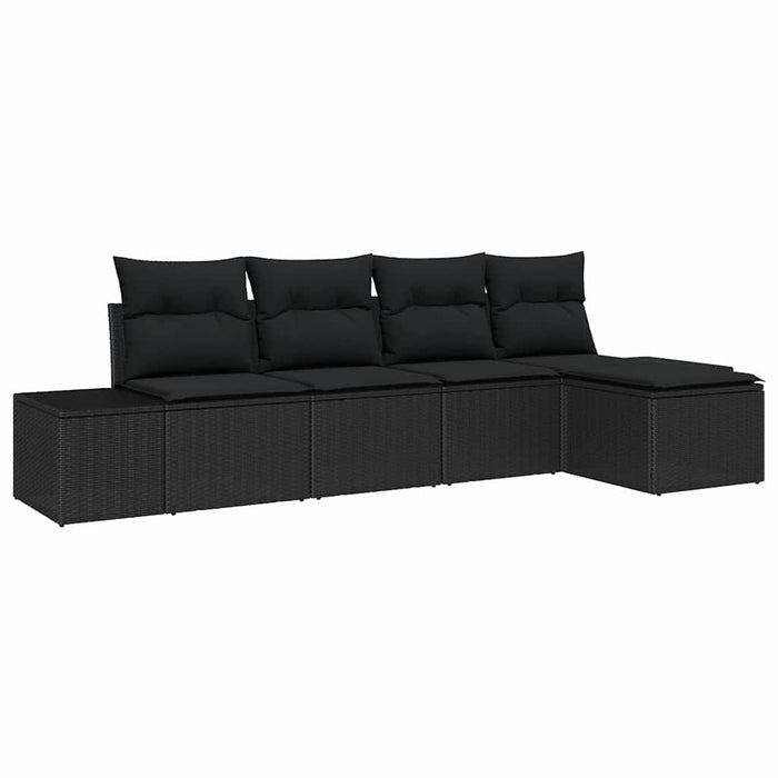 Set Divano da Giardino con cuscino 5 pz-Sofa da Giardino-Divanetto da esterno Nero polyrattan 788298