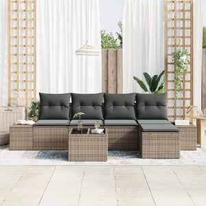 Set da giardino  in 5 pezzi con cuscini neri in rattan sintetico 3347029