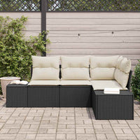 Set Divano da Giardino 4 pz-Sofa da Giardino-Divanetto da esterno Nero polyrattan 447268