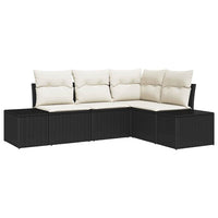 Set Divano da Giardino 4 pz-Sofa da Giardino-Divanetto da esterno Nero polyrattan 447268