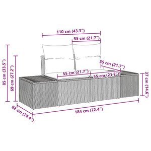 Set Divano da Giardino 4 pz-Sofa da Giardino-Divanetto da esterno Nero polyrattan 447268