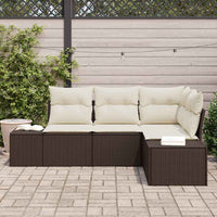 Set Divano da Giardino 4 pz-Sofa da Giardino-Divanetto da esterno Marrone polyrattan 878507
