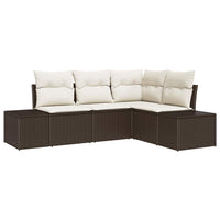 Set Divano da Giardino 4 pz-Sofa da Giardino-Divanetto da esterno Marrone polyrattan 878507