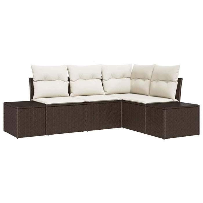 Set Divano da Giardino 4 pz-Sofa da Giardino-Divanetto da esterno Marrone polyrattan 878507