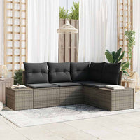 Set Divano da Giardino 4 pz-Sofa da Giardino-Divanetto da esterno Grigio polyrattan 281945