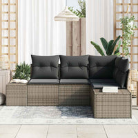 Set Divano da Giardino 4 pz-Sofa da Giardino-Divanetto da esterno Grigio polyrattan 281945