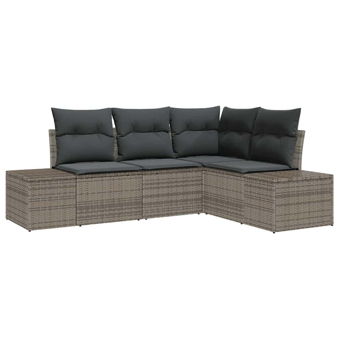 Set Divano da Giardino 4 pz-Sofa da Giardino-Divanetto da esterno Grigio polyrattan 281945