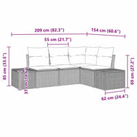 Set Divano da Giardino 4 pz-Sofa da Giardino-Divanetto da esterno Grigio polyrattan 281945
