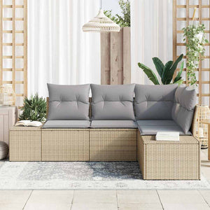 Set Divano da Giardino 4 pz-Sofa da Giardino-Divanetto da esterno Beige polyrattan 763545