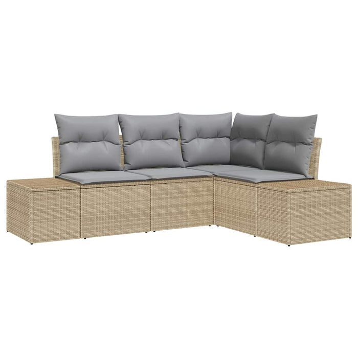 Set Divano da Giardino 4 pz-Sofa da Giardino-Divanetto da esterno Beige polyrattan 763545